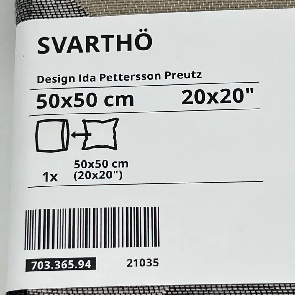 Ikea SVARTHO 20” square pillow case cover. Set of 2